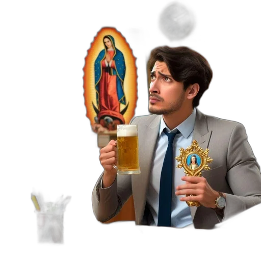 staff, concept art, man, suit, drinks, beer, while, seated transparent PNG cut-out