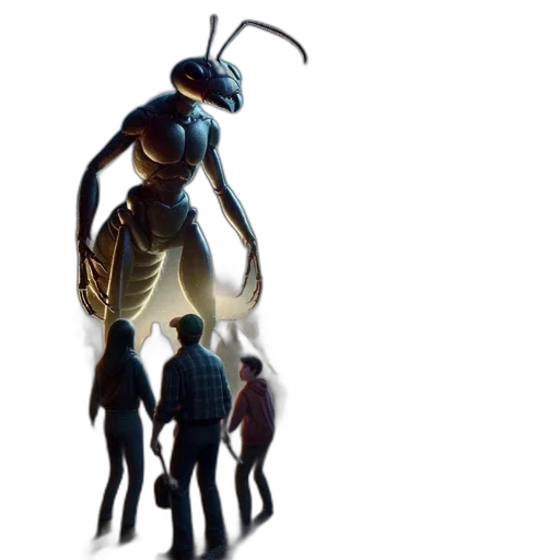 creature, robot, staff, concept art, 3d render, fantasy art, outer space, during transparent PNG cut-out
