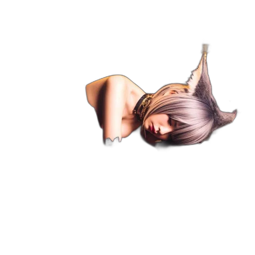 hair, mask, creature, umbrella, photorealistic, 3d render, anime, concept art transparent PNG cut-out