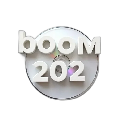3d render, white, table, top, word, boom, 202, written transparent PNG cut-out