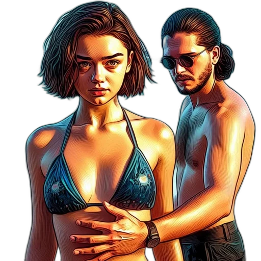 comic book art, concept art, photorealistic, fantasy art, beach, underwater, neon lights, sunset transparent PNG cut-out