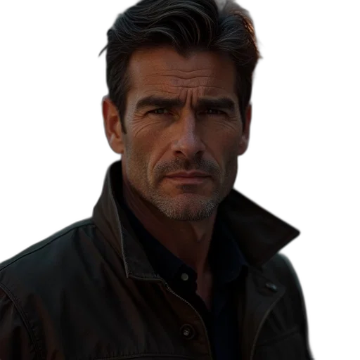 jacket, face, staff, hair transparent PNG cut-out