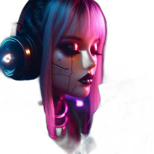 robot, face, mask, jewelry, cyberpunk, concept art, fantasy art, 3d render transparent PNG cut-out