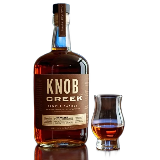 bottle, crown, knob, creek, single, barrel, kentucky, straight transparent PNG cut-out