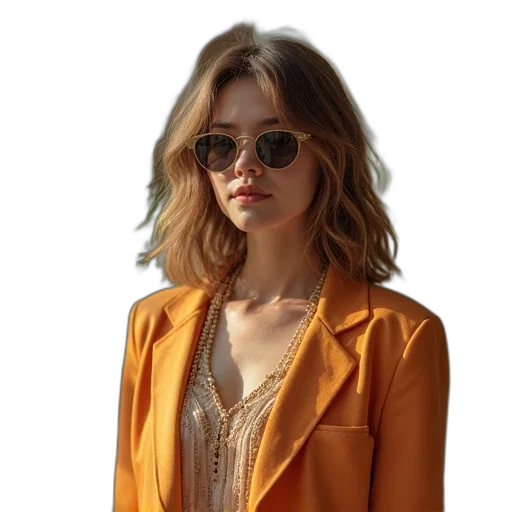 jacket, staff, dress, hair transparent PNG cut-out