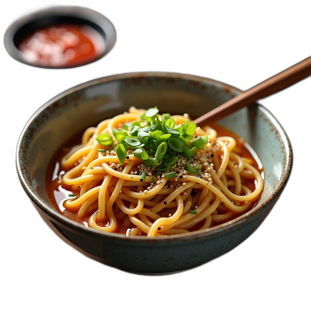 food, photorealistic, 3d render, bowl, noodles, sesame, seeds, green transparent PNG cut-out