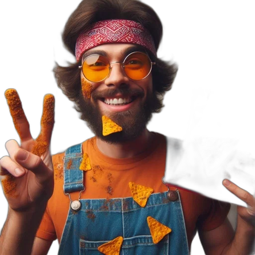 man, beard, wearing, sunglasses, bandana, covered, orange, shirt transparent PNG cut-out
