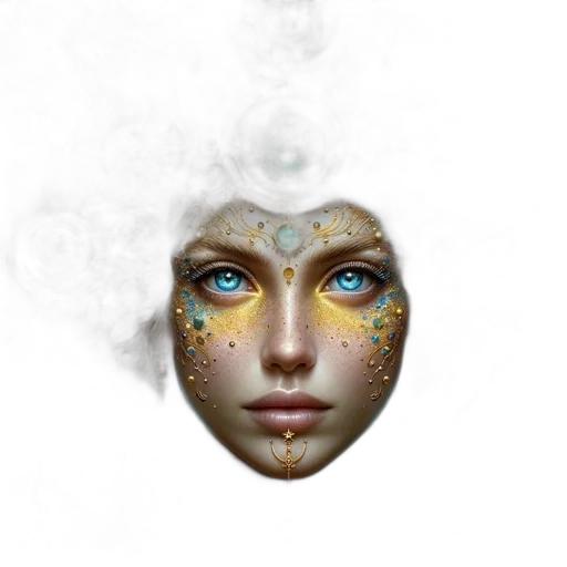 mask, face, jewelry, crown, fantasy art, photorealistic, concept art, 3d render transparent PNG cut-out