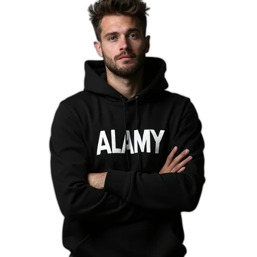 jacket, animal, staff, 3d render, concept art, man, wearing, black transparent PNG cut-out