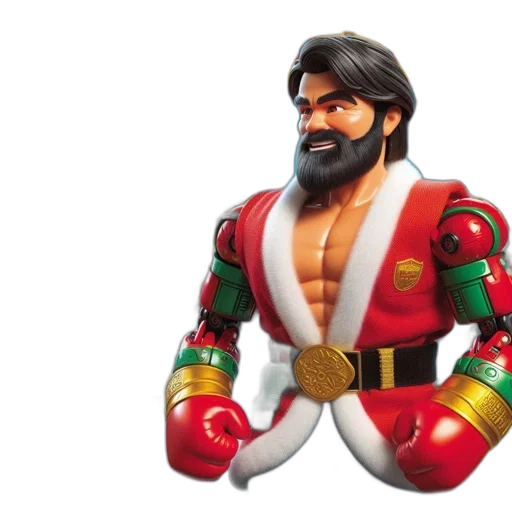 3d render, concept art, pixel art, advertisement, features, kung, fu-lastile, santa transparent PNG cut-out