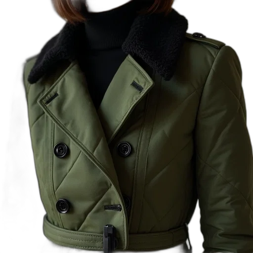 jacket, photorealistic, green, earth tones transparent PNG cut-out