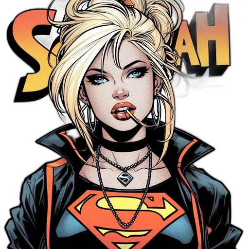 comic book art, cartoon, concept art, cyberpunk, neon lights, illustrated, woman, blonde transparent PNG cut-out