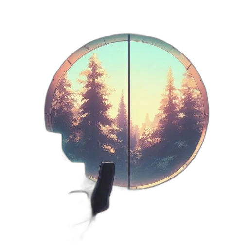 jacket, tree, umbrella, hat, concept art, fantasy art, watercolor, pixel art transparent PNG cut-out