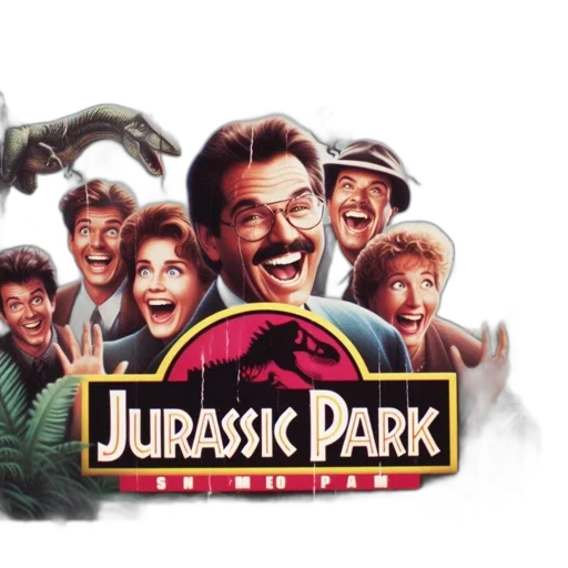 jurassic, park, movie, poster, displays, group, people, surrounded transparent PNG cut-out