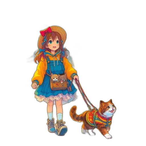 staff, animal, dress, creature, pixel art, watercolor, anime, concept art transparent PNG cut-out