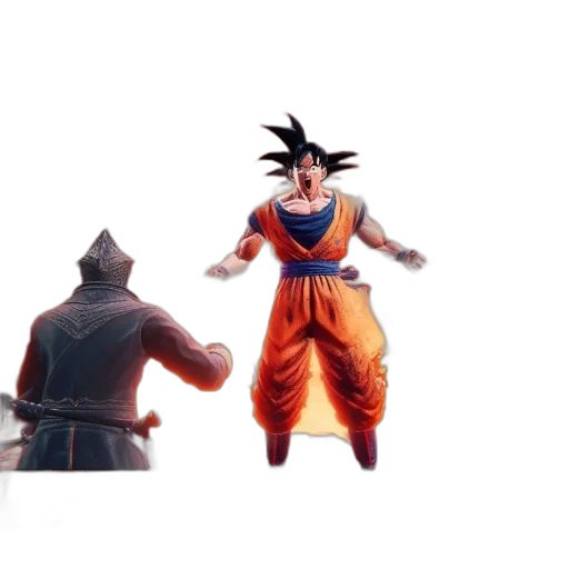 concept art, 3d render, animated, scene, features, two, characters, one transparent PNG cut-out