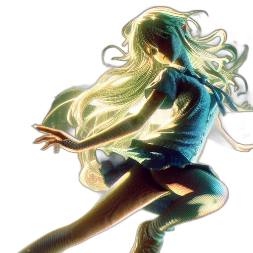 hair, dress, concept art, comic book art, anime, fantasy art, blue, green transparent PNG cut-out