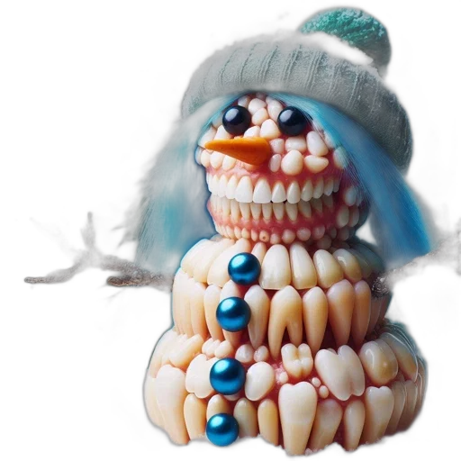creature, jewelry, 3d render, whimsical, snowman, crafted, teeth, dental transparent PNG cut-out
