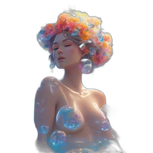 crown, dress, jewelry, concept art, fantasy art, photorealistic, oil painting, underwater transparent PNG cut-out