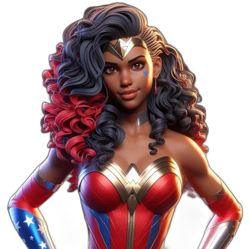 comic book art, concept art, fantasy art, cartoon, digital, rendering, woman, resembling transparent PNG cut-out