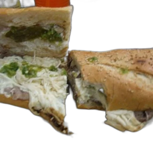 food, photorealistic, 3d render, sandwich, meat, cheese, green, relish transparent PNG cut-out