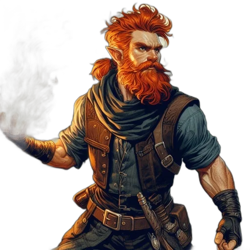 concept art, fantasy art, comic book art, pixel art, rugged, man, red, hair transparent PNG cut-out