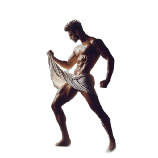 dress, photorealistic, 3d render, concept art, pixel art, muscular, man, stands transparent PNG cut-out