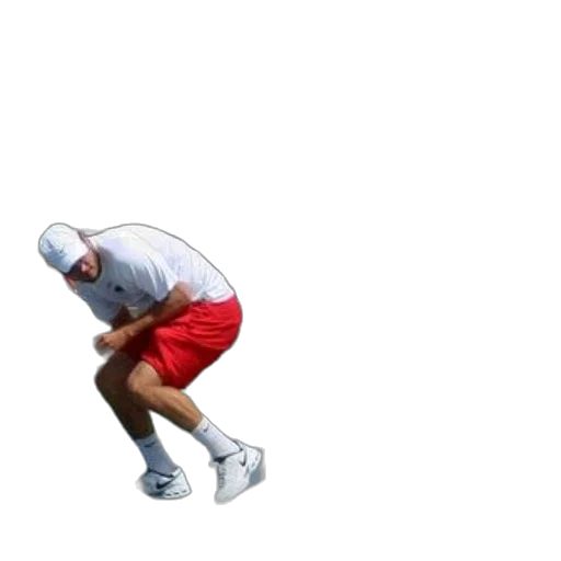 shoes, tennis, player, red, shorts, white, shirt, captured transparent PNG cut-out