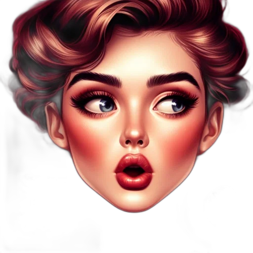 face, photorealistic, concept art, cartoon, fantasy art, red, golden, pastel transparent PNG cut-out