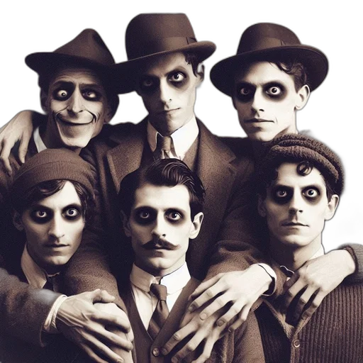mask, face, concept art, eerie, monochrome, photo, shows, six transparent PNG cut-out