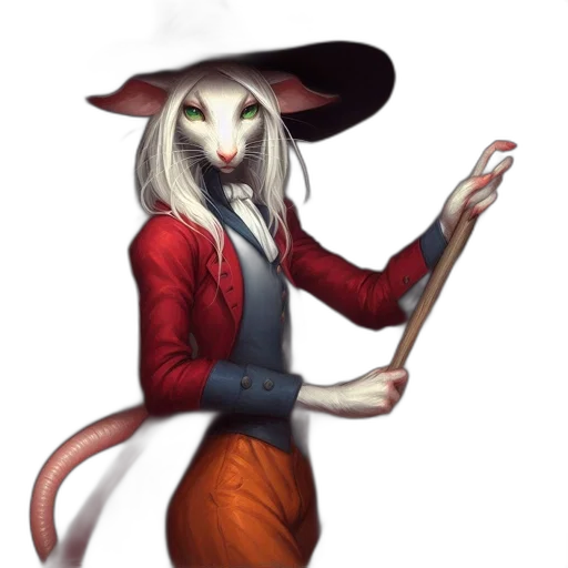 staff, creature, hat, fantasy art, concept art, pixel art, watercolor, red transparent PNG cut-out
