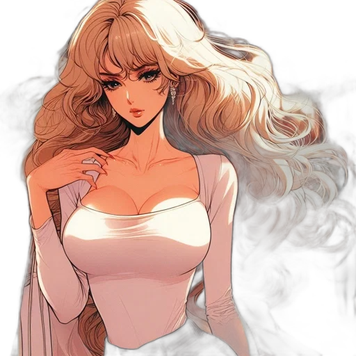 dress, anime, concept art, fantasy art, watercolor, fire, fog, pastel transparent PNG cut-out