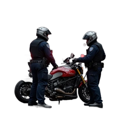 concept art, photorealistic, 3d render, police, respond, motorcycle, accident transparent PNG cut-out