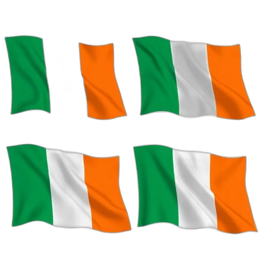 green, set, four, irish, flags, white, border, displayed transparent PNG cut-out