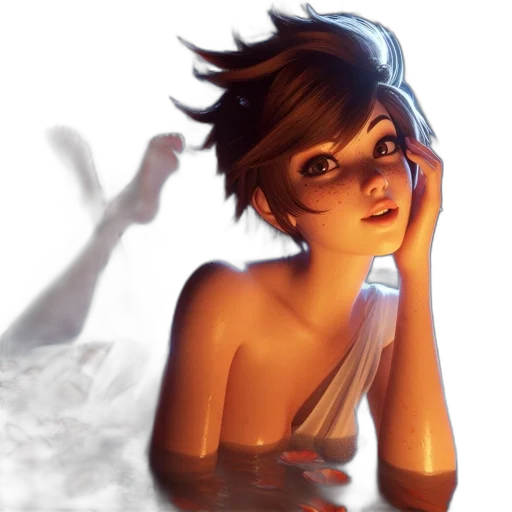 face, concept art, fantasy art, photorealistic, anime, underwater, sunset, neon lights transparent PNG cut-out