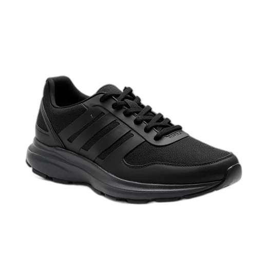 shoes, black, sneaker, textured, upper, sole, displayed, against transparent PNG cut-out