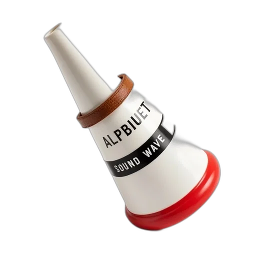 bottle, weapon, staff, 3d render, white, red, conical, horn transparent PNG cut-out