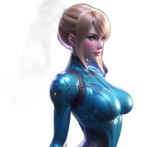 robot, dress, concept art, fantasy art, 3d render, cyberpunk, blue, futuristic transparent PNG cut-out