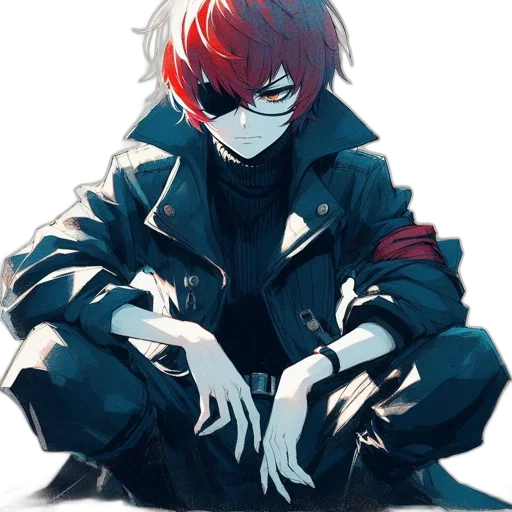 jacket, mask, weapon, creature, anime, concept art, pixel art, cyberpunk transparent PNG cut-out