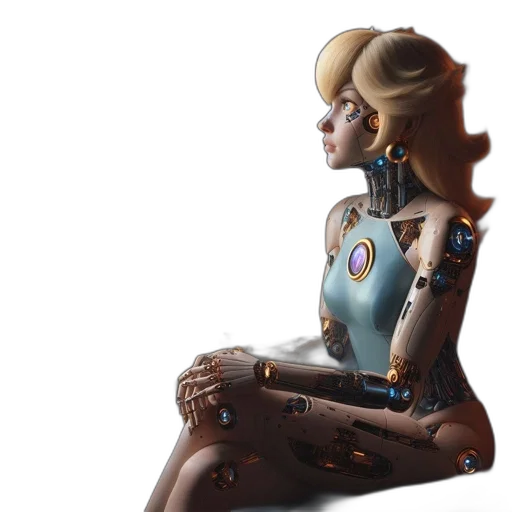 robot, jewelry, concept art, 3d render, cyberpunk, fantasy art, outer space, female transparent PNG cut-out