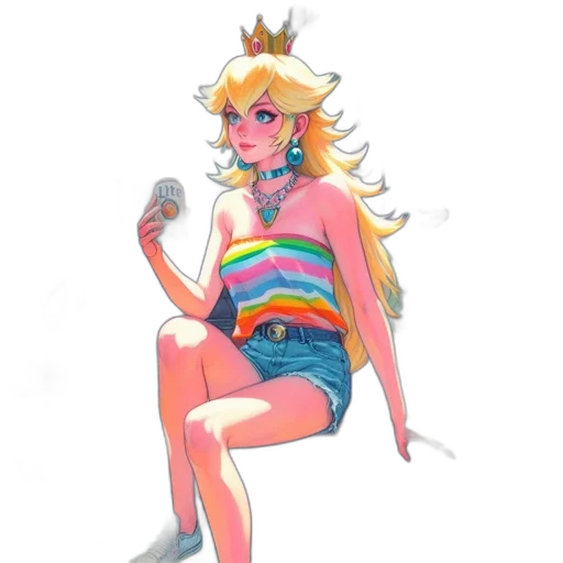 dress, crown, staff, jewelry, vaporwave, concept art, pixel art, watercolor transparent PNG cut-out
