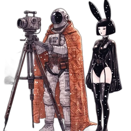 robot, weapon, dress, staff, concept art, fantasy art, comic book art, cyberpunk transparent PNG cut-out