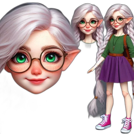 concept art, fantasy art, 3d render, cartoon, pastel, green, anime-style, character transparent PNG cut-out