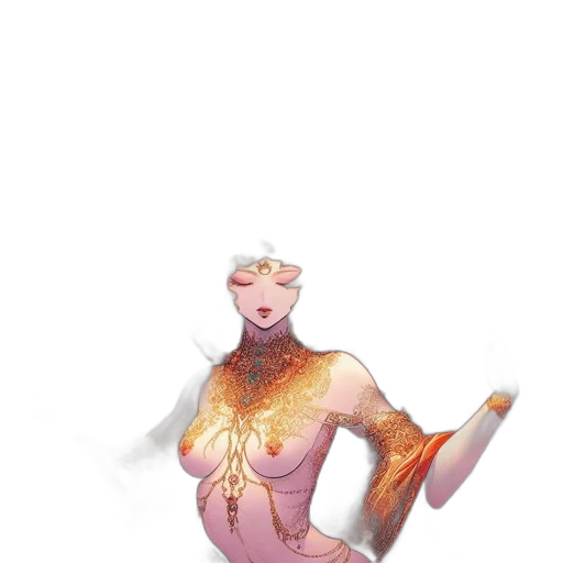creature, mask, staff, animal, 3d render, concept art, fantasy art, vaporwave transparent PNG cut-out