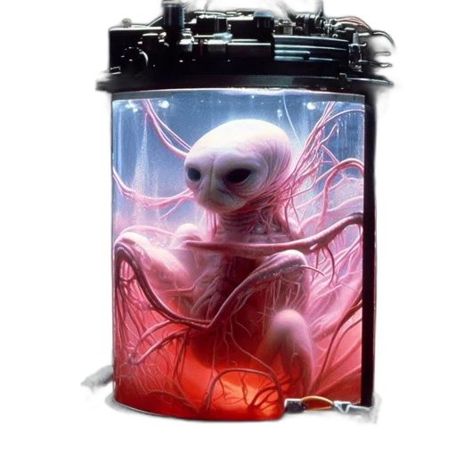 creature, robot, animal, bottle, concept art, cyberpunk, comic book art, underwater transparent PNG cut-out