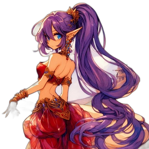 dress, staff, dragon, fantasy art, anime, concept art, pixel art, red transparent PNG cut-out