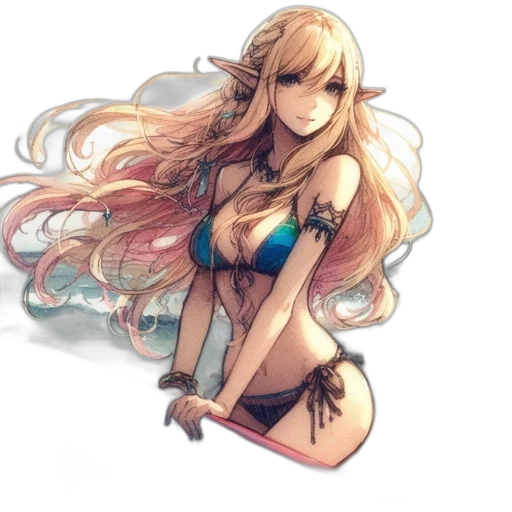 dress, anime, fantasy art, watercolor, concept art, pastel, colorful, monochrome transparent PNG cut-out