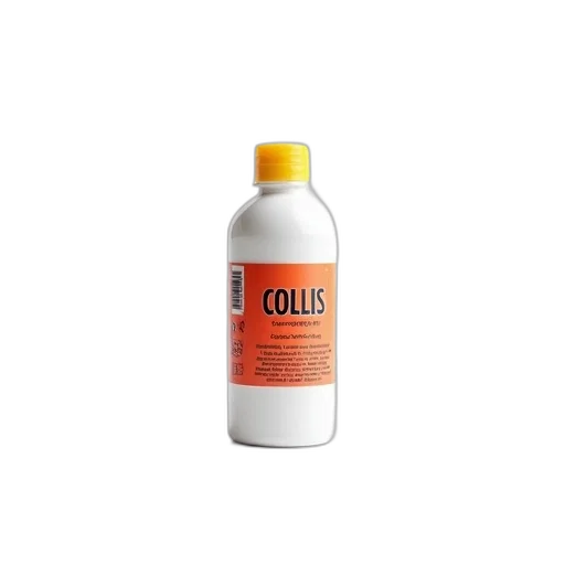 bottle, white, yellow, cap, red, label, reads, collis transparent PNG cut-out
