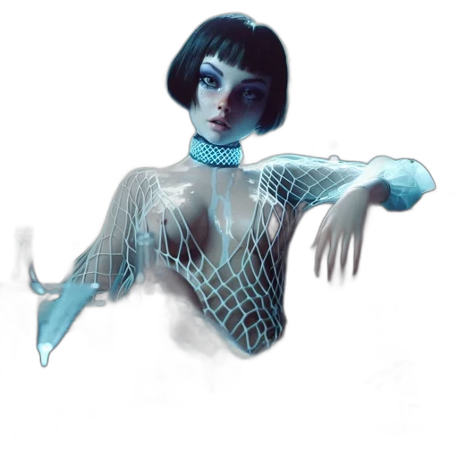 robot, creature, dress, mask, cyberpunk, concept art, fantasy art, 3d render transparent PNG cut-out