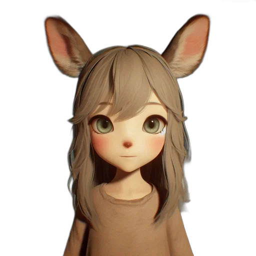 creature, animal, staff, mask, 3d render, concept art, fantasy art, anime transparent PNG cut-out